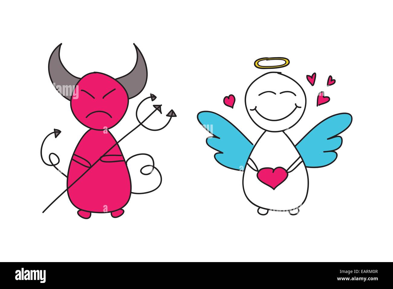 Angelo e diavolo schizzi Foto Stock