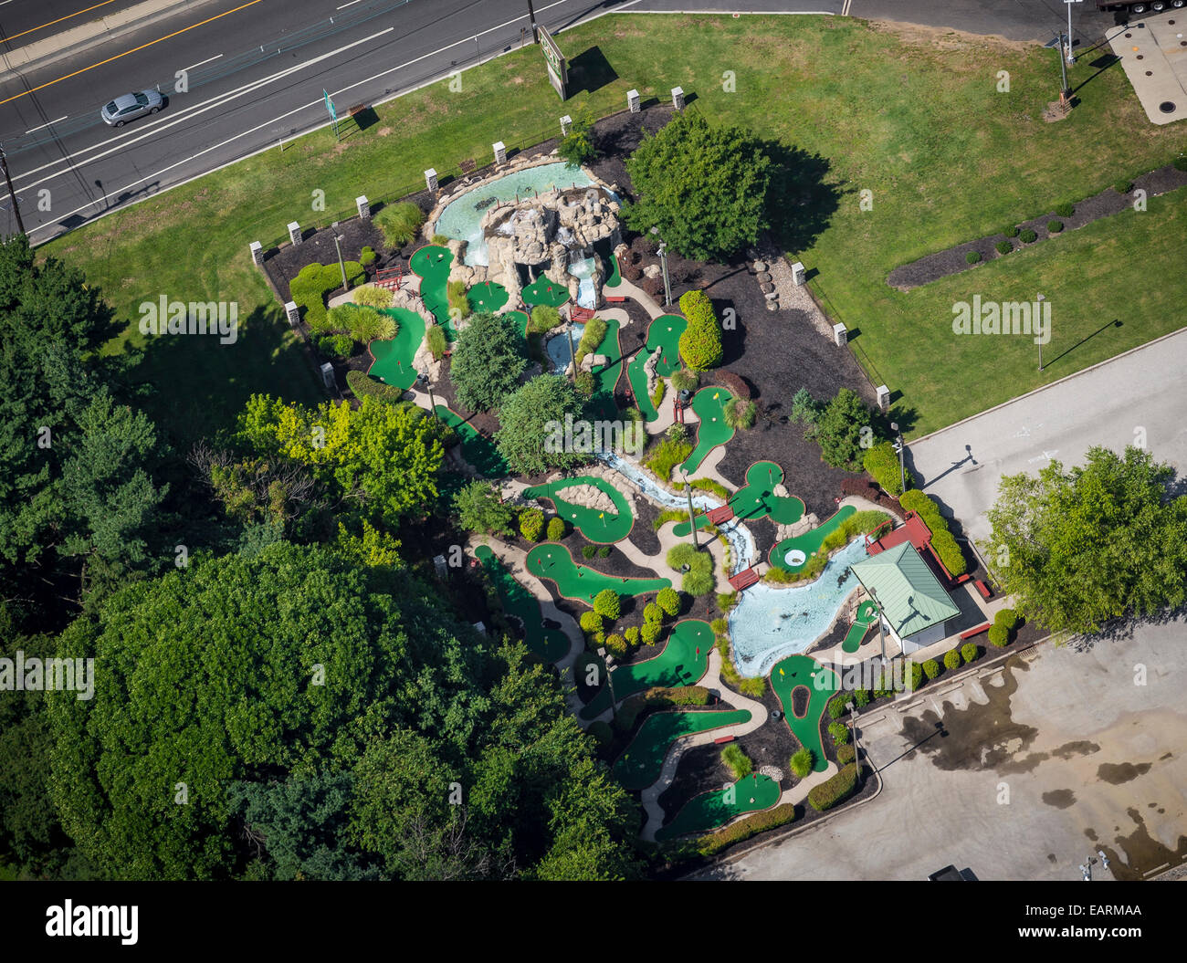 Campo da minigolf, vista aerea, New Jersey USA Foto Stock