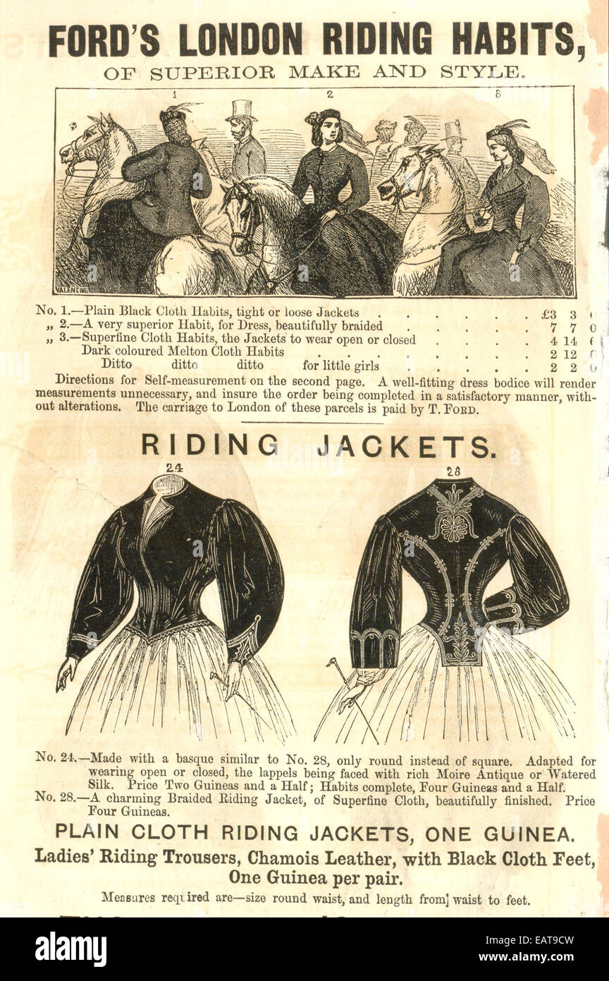 Annuncio per signore abitudini di equitazione Foto Stock