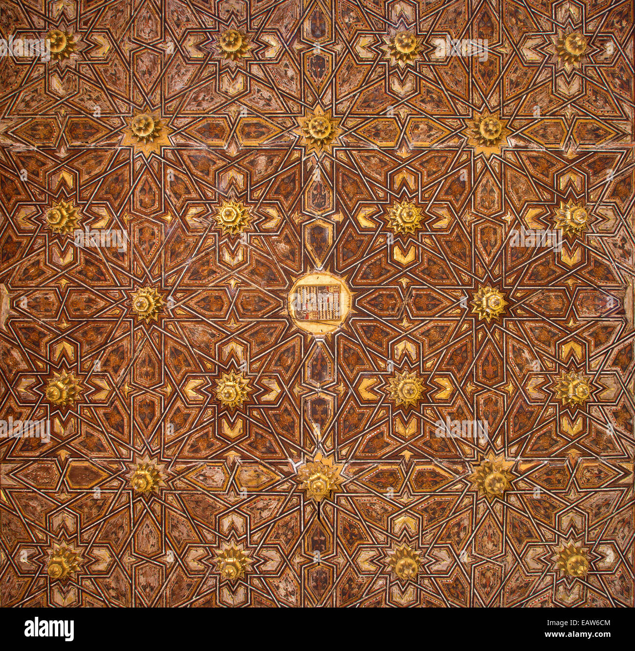 Siviglia, Spagna - 28 ottobre 2014: Il mudejar soffitto in legno in Casa de Pilatos. Foto Stock