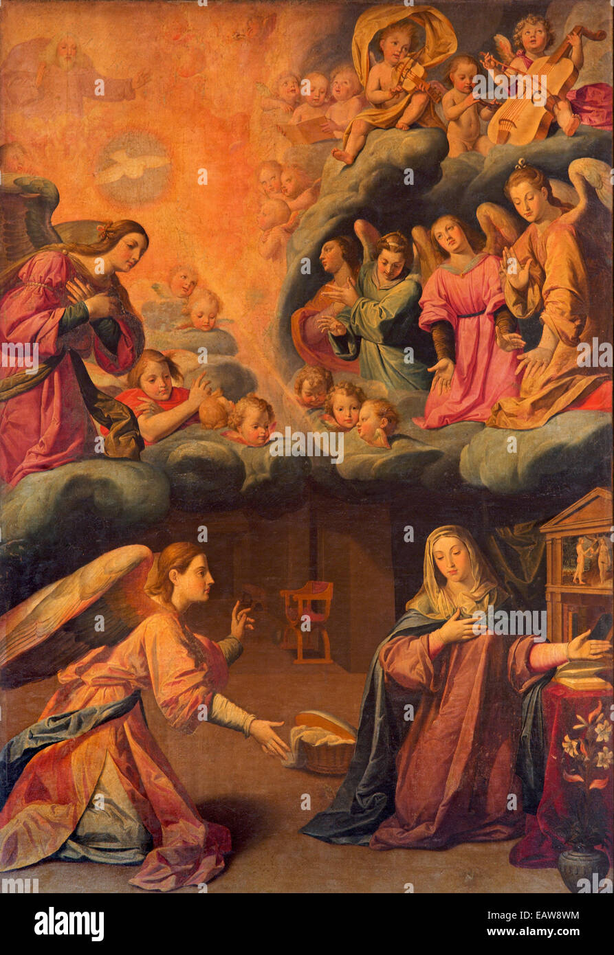 Siviglia - l'Annunciazione vernice sull'altare maggiore nella chiesa Iglesia de la Anunciacion da Antonio Mohedano (1604 - 1606). Foto Stock
