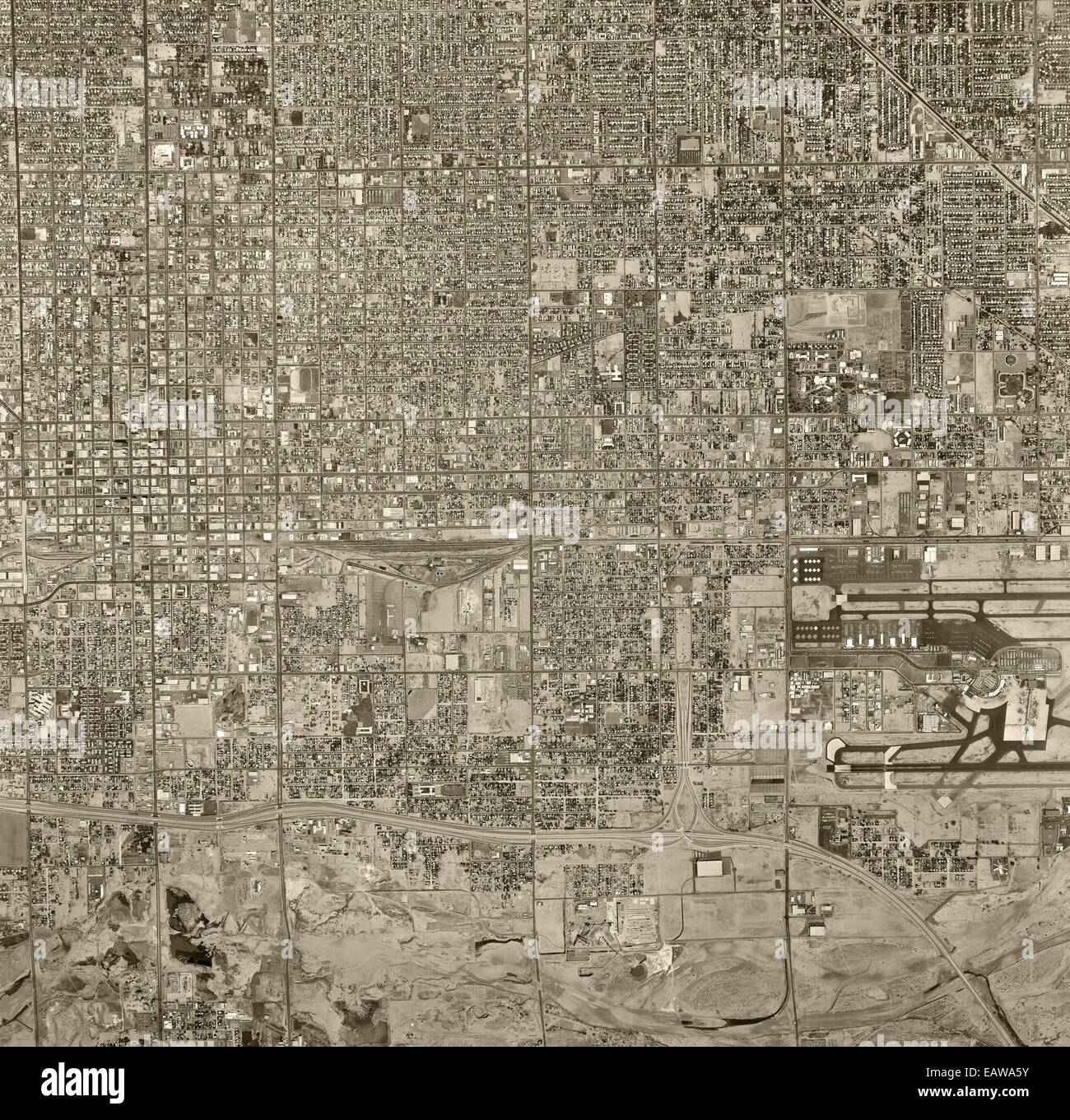 Storico di fotografia aerea di Phoenix, Arizona, 1967 Foto Stock