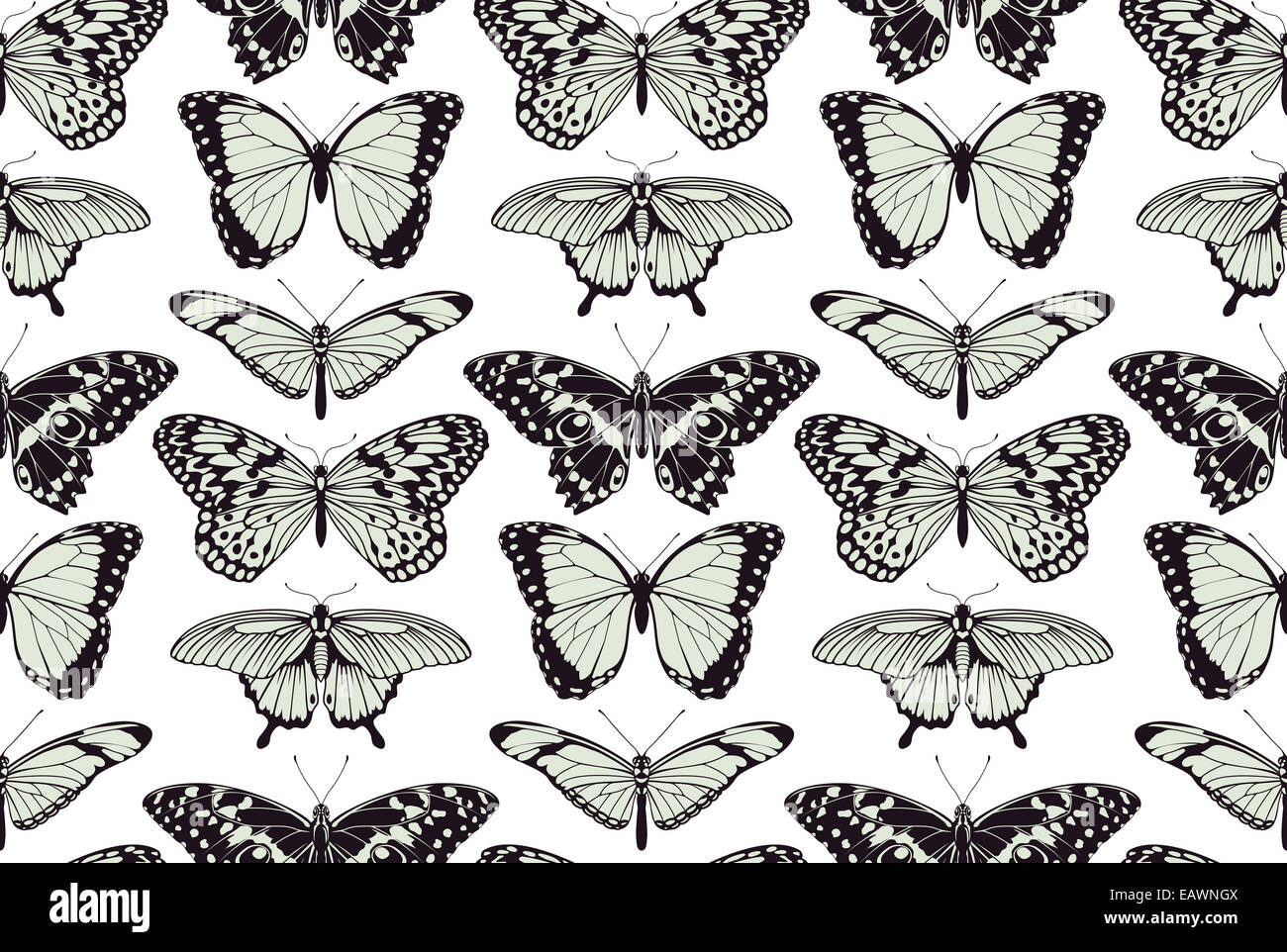 Una farfalla seamless tilable sfondo vintage design pattern illustrazione Foto Stock