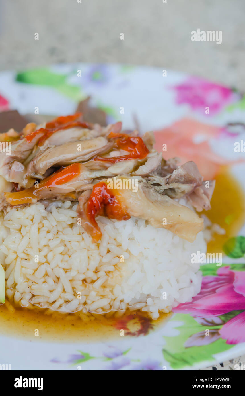 L anatra arrosto, stile cinese, servito con riso al vapore Foto Stock