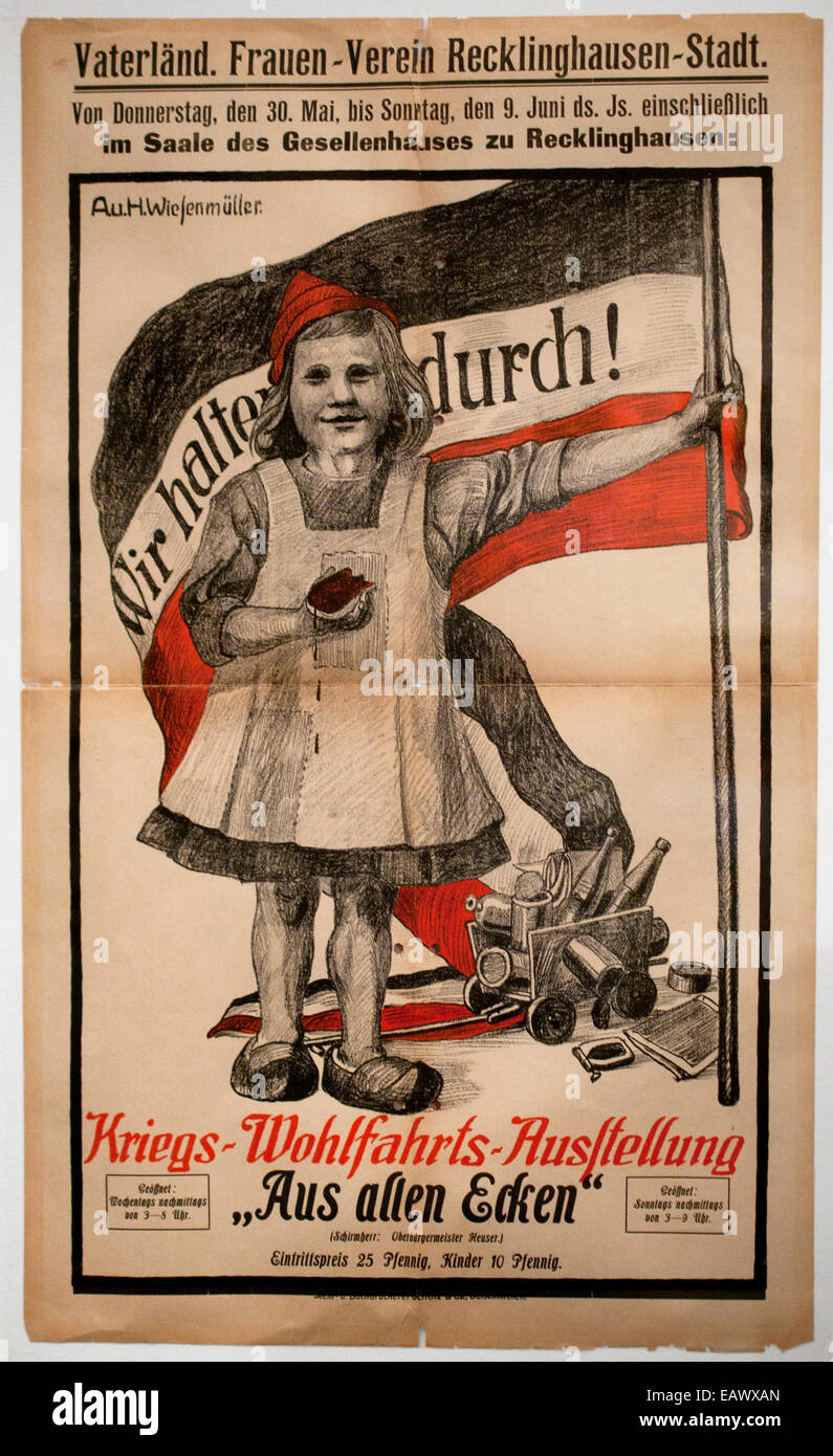 Dobbiamo mantenere dalla guerra - Salone di Benessere in Recklinghausen. Sindaco Pietro Heuser Giugno 1918 tedesco Germania Guerra Mondiale- 1914-1918 Foto Stock