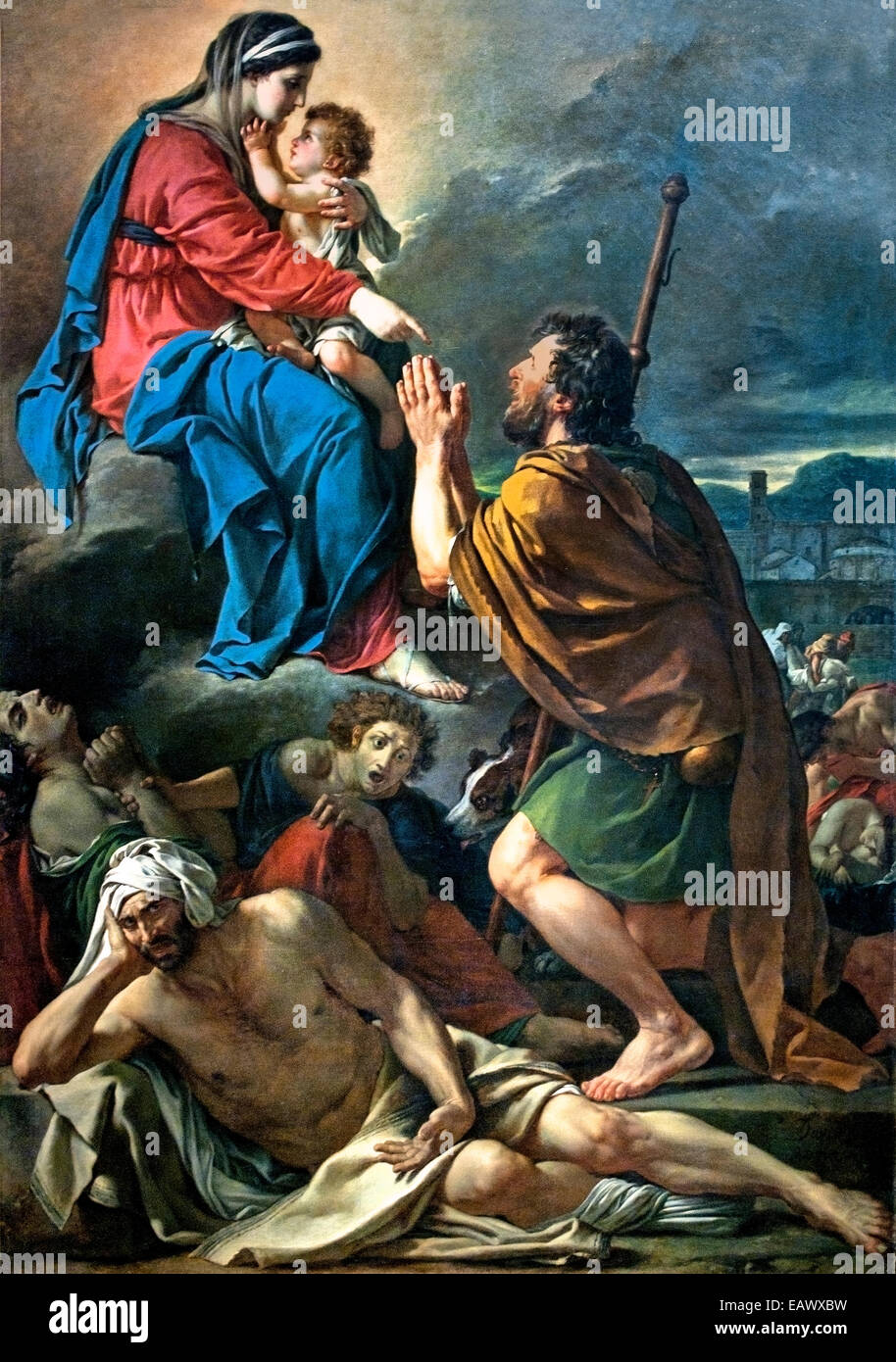 Saint Roch rendendo intercessione vergine per la guarigione dei lebbrosi di Jacques Louis David Francia - Francese Parigi 1748-1825 Bruxelles Foto Stock