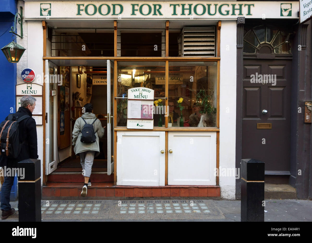 Il cibo per il pensiero integrali ristorante vegetariano, Neal Street, Covent Garden, Londra Foto Stock