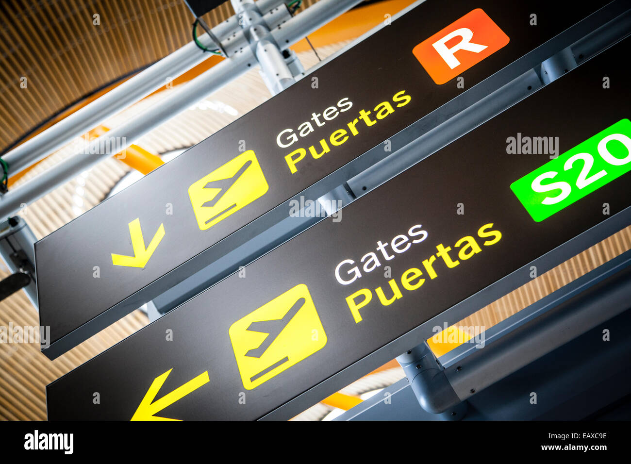Dall'aeroporto Barajas di Madrid, il principale aeroporto internazionale della capitale della Spagna di Madrid Foto Stock