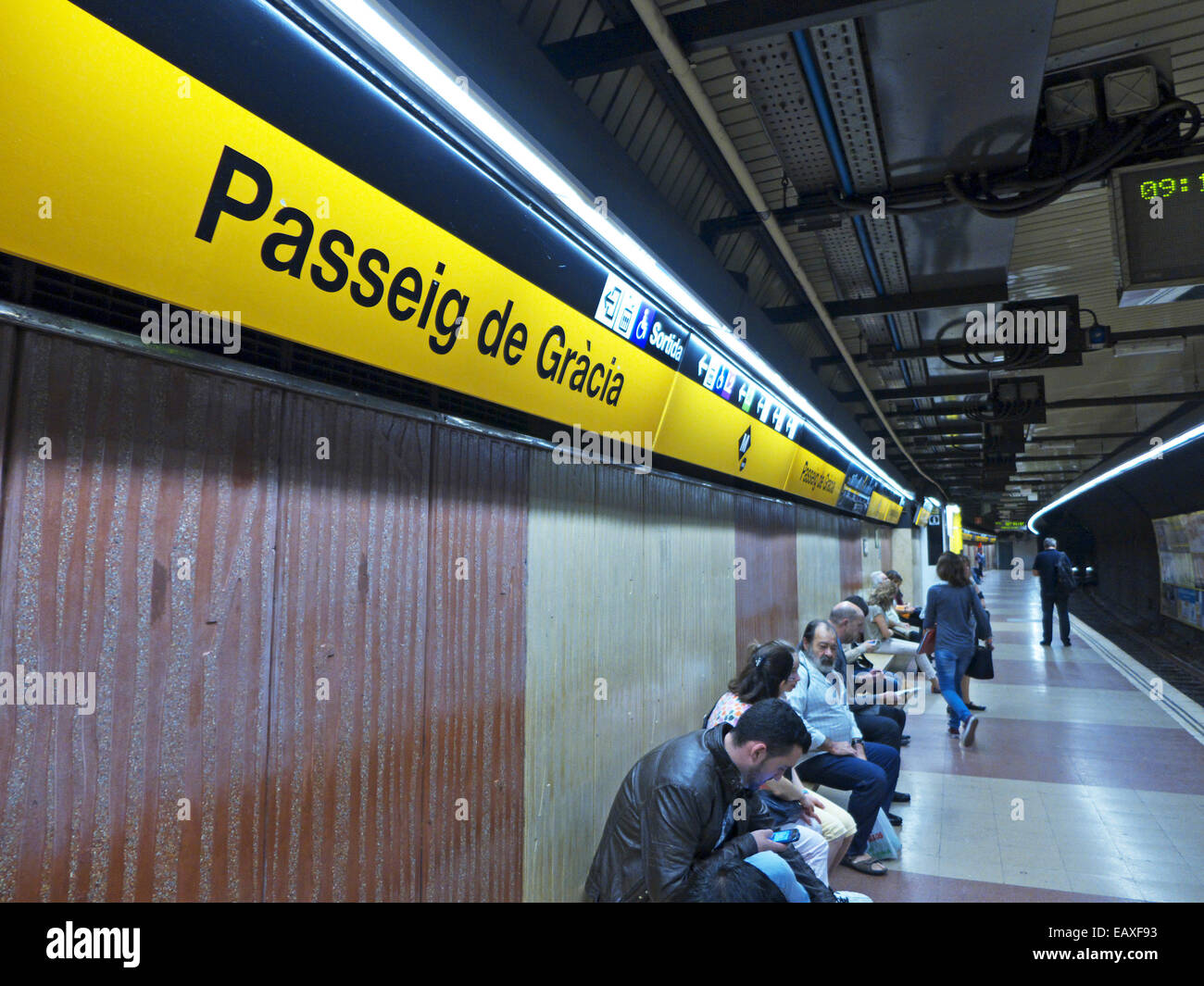 Spagna Catalogna Barcelona Metro Stazione della metropolitana Foto Stock