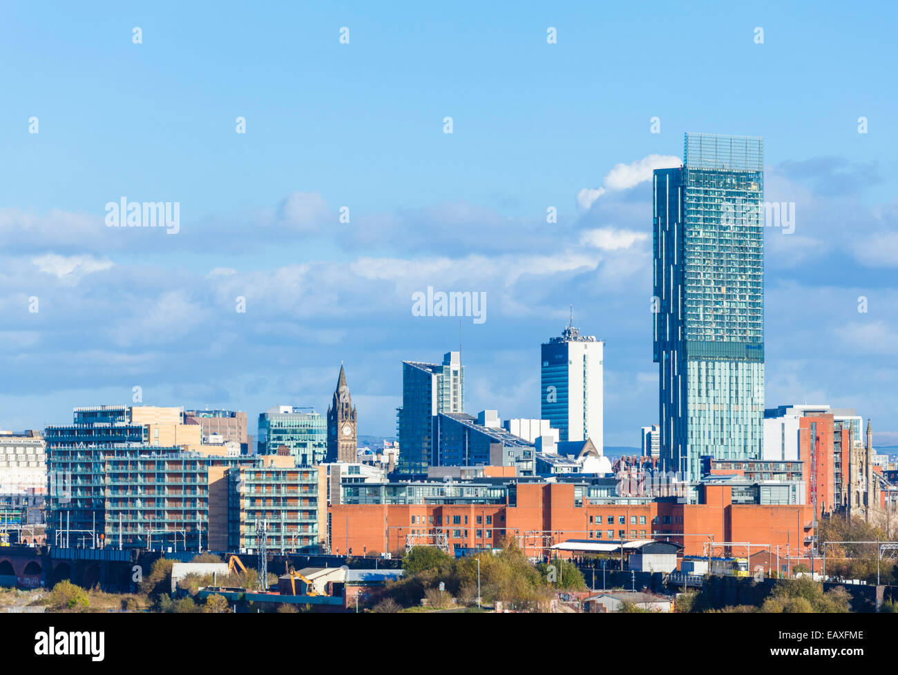 Beetham Tower e lo skyline di Manchester Manchester Inghilterra England Regno Unito GB EU Europe Foto Stock