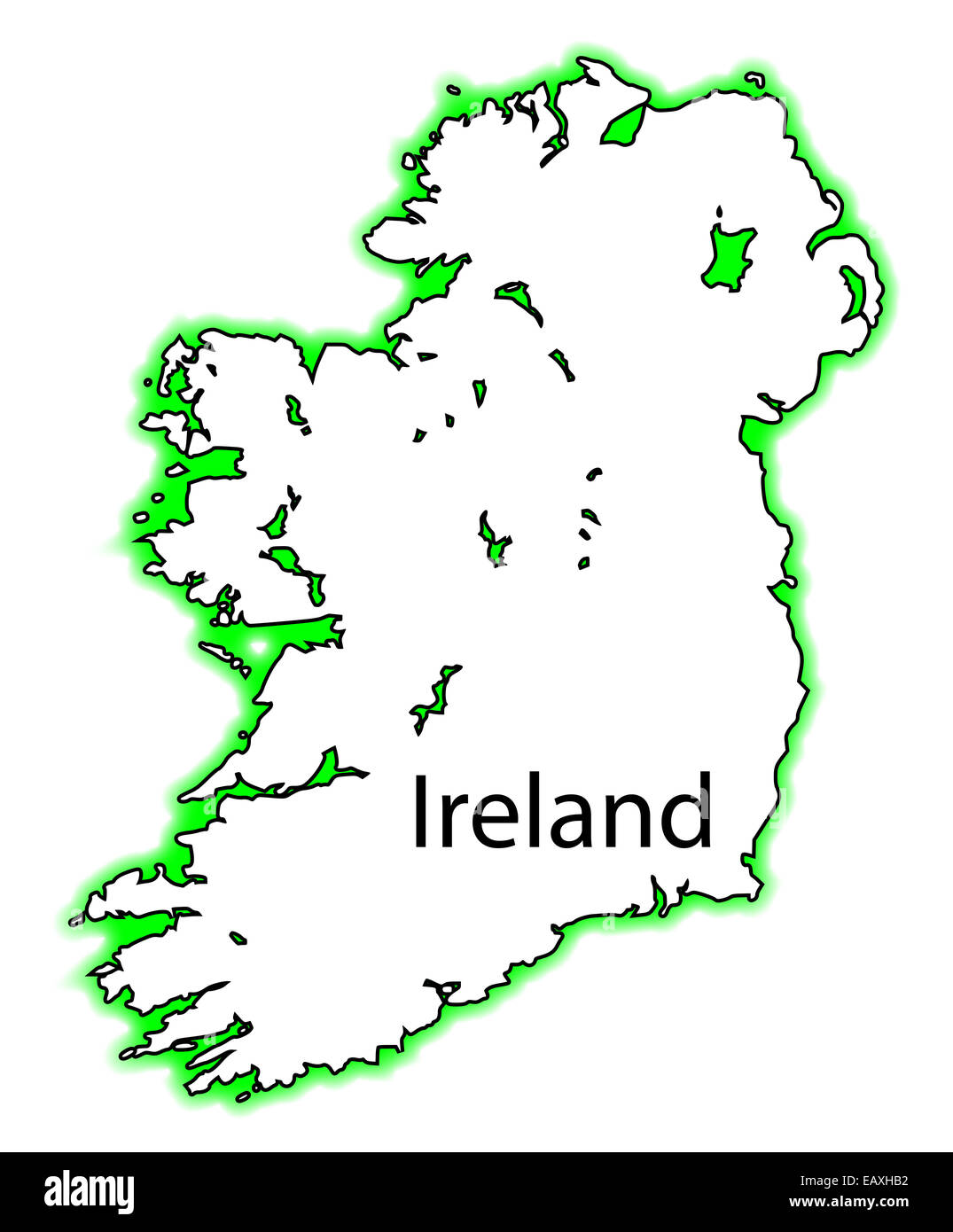 Mappa di contorno di Irlanda del Nord e l'Eire Sud Irlanda su uno sfondo bianco Foto Stock