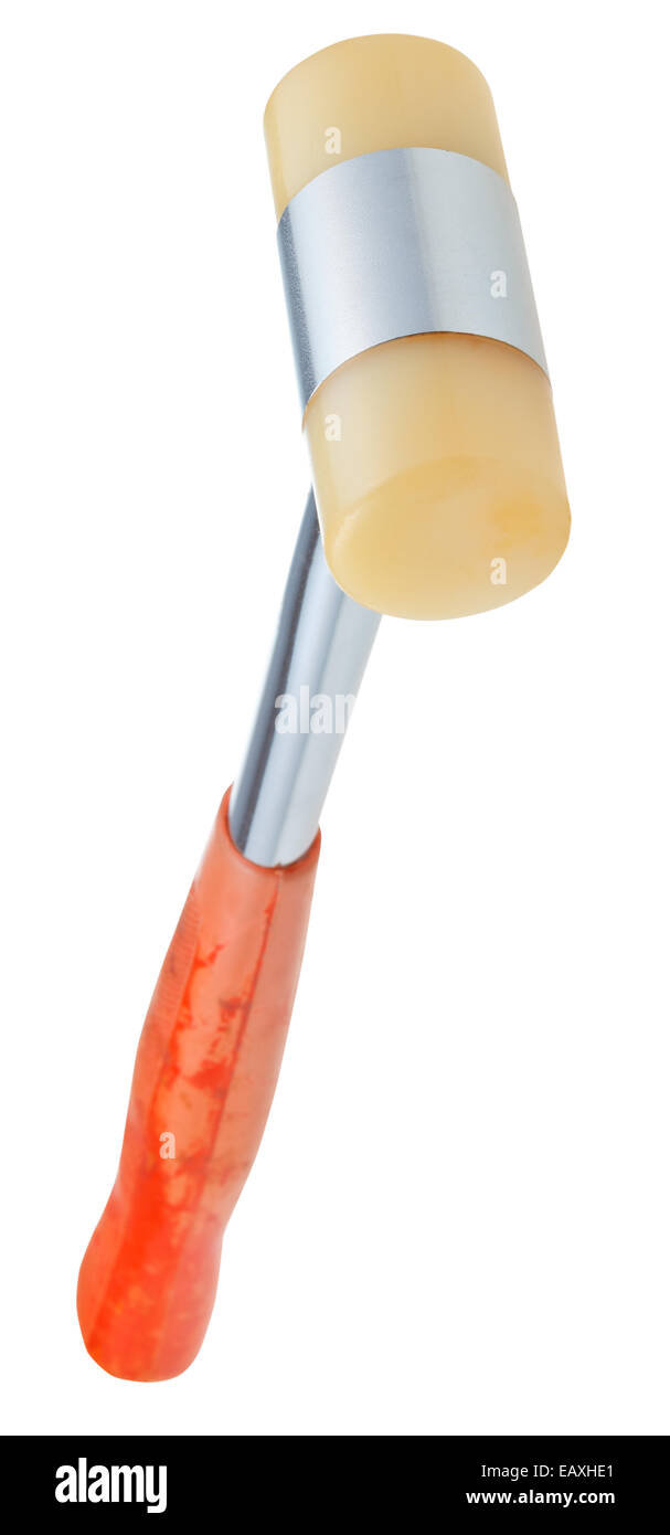 Soft-di fronte un martello di gomma isolati su sfondo bianco Foto Stock