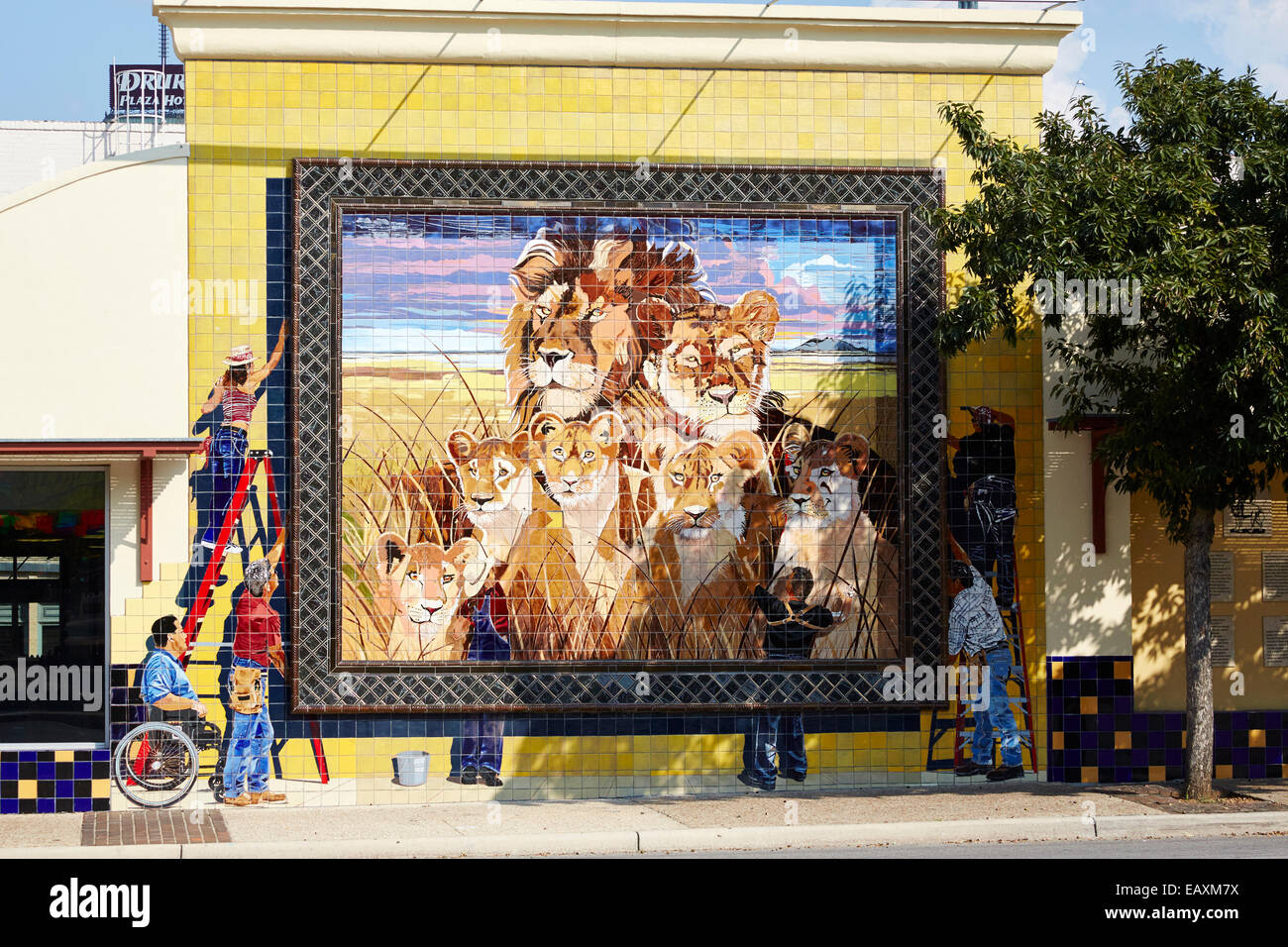 Mural Street, San Antonio Historic District, Texas, Stati Uniti d'America Foto Stock