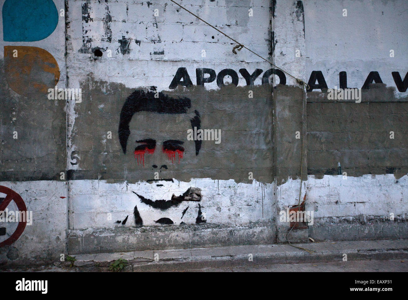 Graffiti del Messico della Presidente Enrique Peña Nieto nelle strade di Città del Messico. Foto Stock