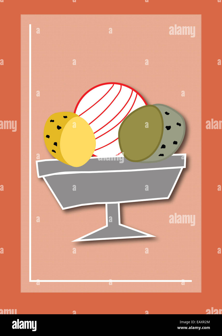 Il Gelato Club, una serie di retro gelato illustrazioni di Laheff Foto Stock