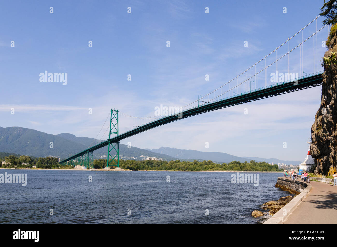 Ponte Lions Gate visto da Stanley Park, Vancouver, Canada Foto Stock