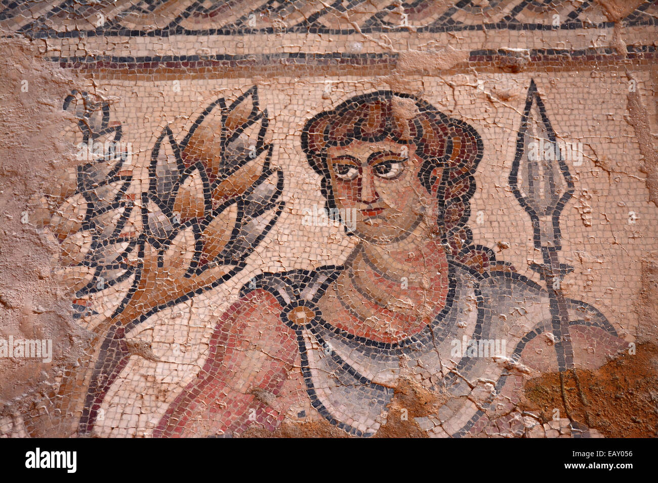 Un mosaico antico, Tsipori, Israele Foto Stock