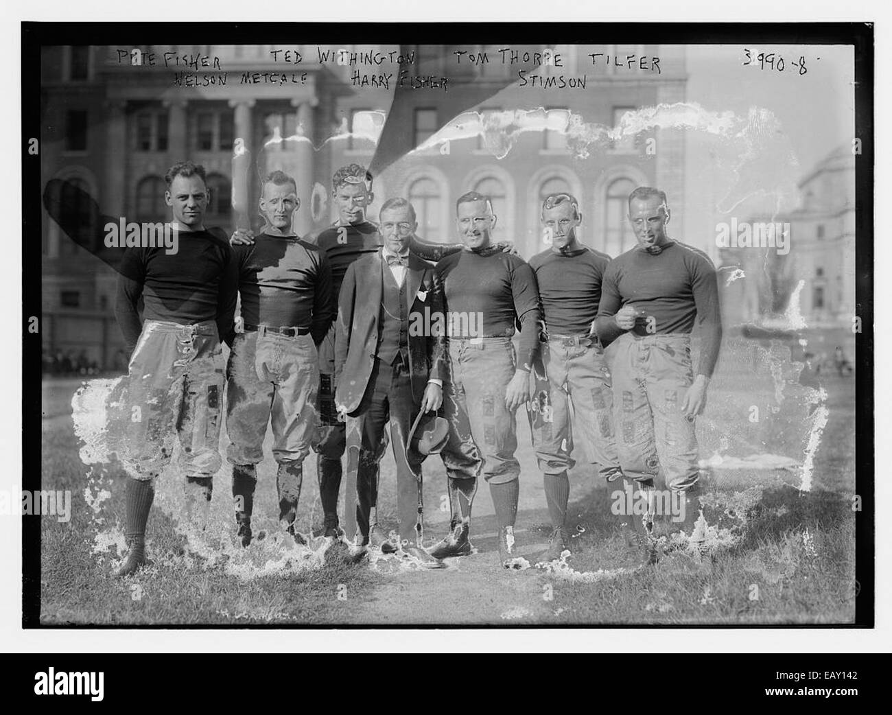 Questa immagine presenta personaggi di rilievo Pete Fisher, Ted Withington, Tom Thorpe, Tilfer, Nelson Metcalf, e Harry 149, probabilmente associato a un evento significativo o a una collaborazione. Gli individui rappresentano figure chiave nei rispettivi campi, contribuendo ai lasciti storici e culturali. Foto Stock