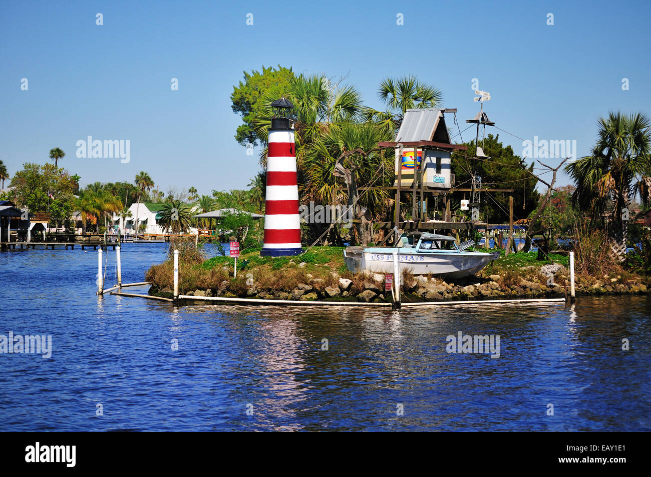 Bird Island, noto anche come Monkey Island, nel fiume Homosassa, Florida Foto Stock
