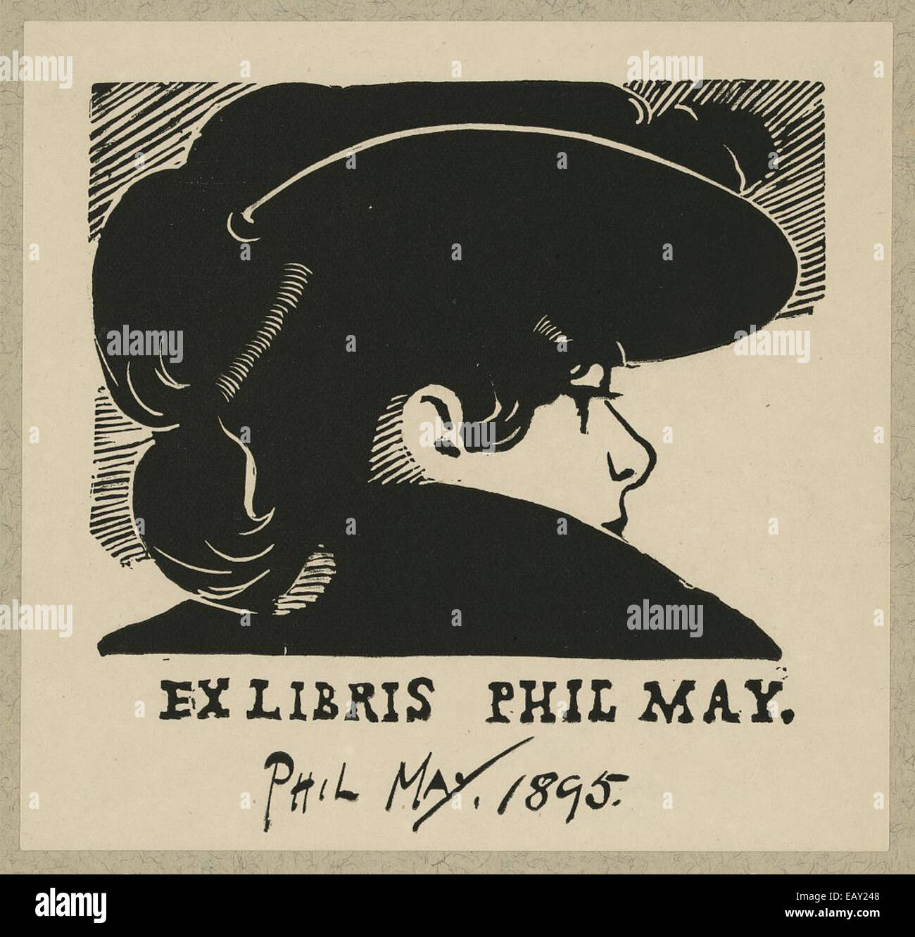 Questa libreria è stata creata dal caricaturista inglese Phil May, noto per le sue illustrazioni umoristiche e satiriche. Mostra lo stile distintivo di May, spesso usato in libri e periodici durante la fine del XIX secolo. Foto Stock