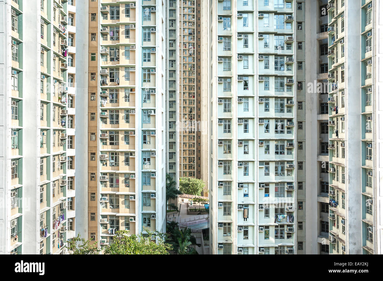Alta densità di alloggiamento pubblico station wagon, Hong Kong Foto Stock