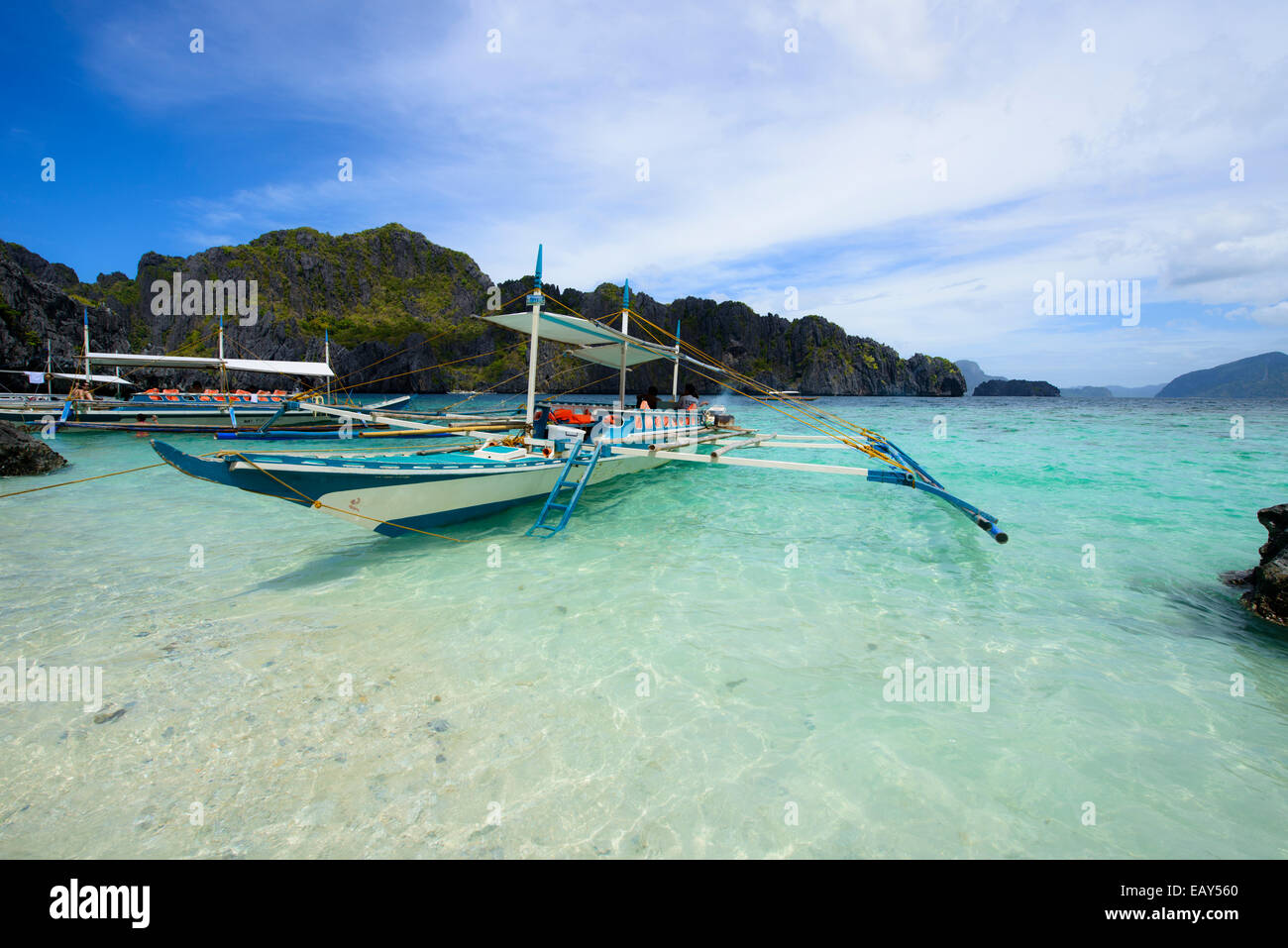Barche, El Nido arcipelago, Filippine Foto Stock