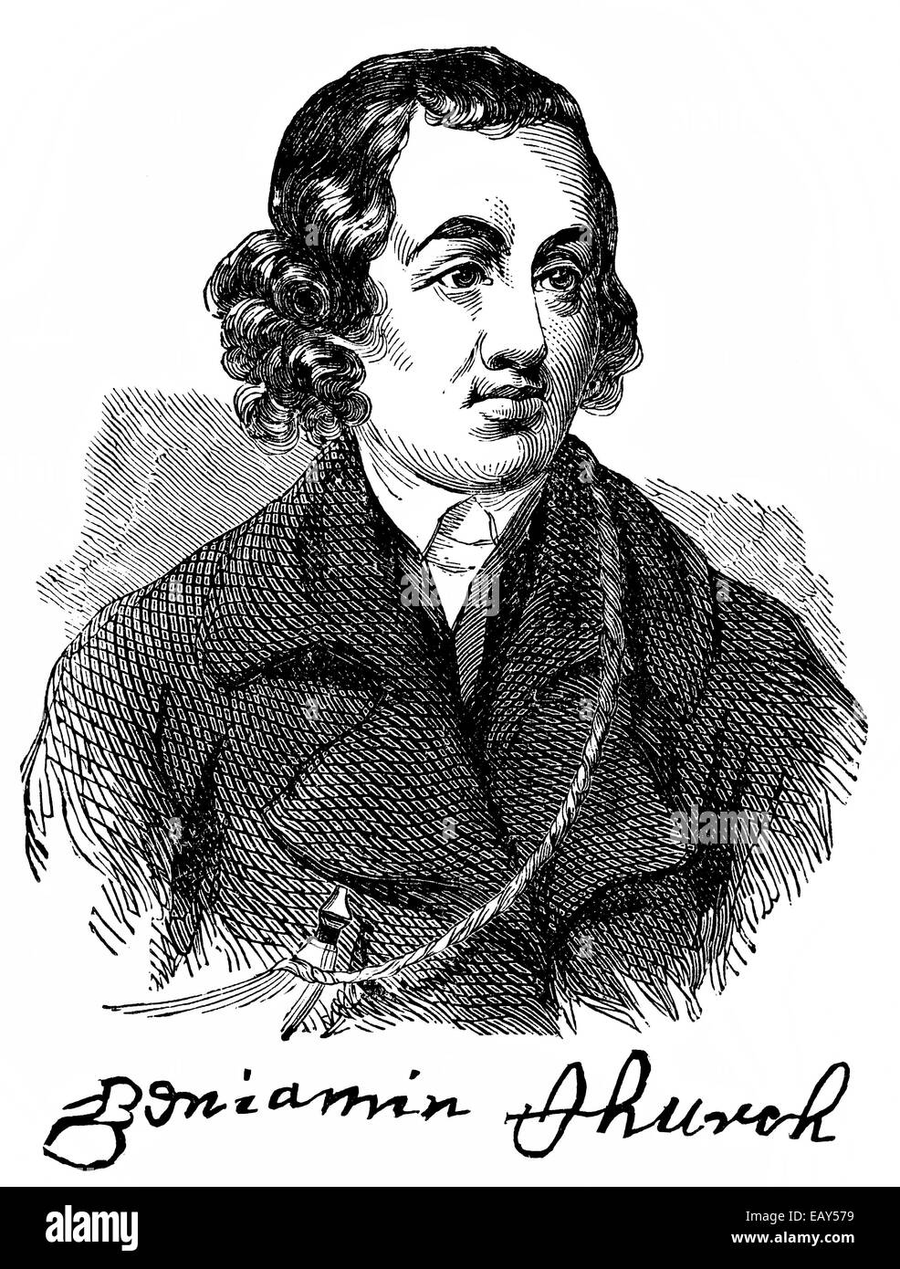 Benjamin chiesa, 1639 - 1718, un puritano ministro, New England soldato coloniale in re Filippo di guerra, Ritratto von Benjamin Churc Foto Stock