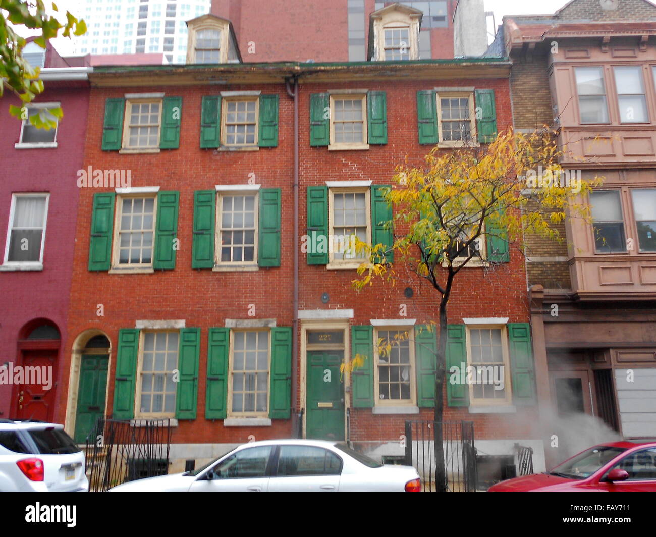 La House in Strickland Row, situata sulla South 9th Street a Philadelphia, è un esempio di architettura residenziale. Si trova di fronte al Jefferson Hospital e fa parte dello storico quartiere residenziale della città. Foto Stock