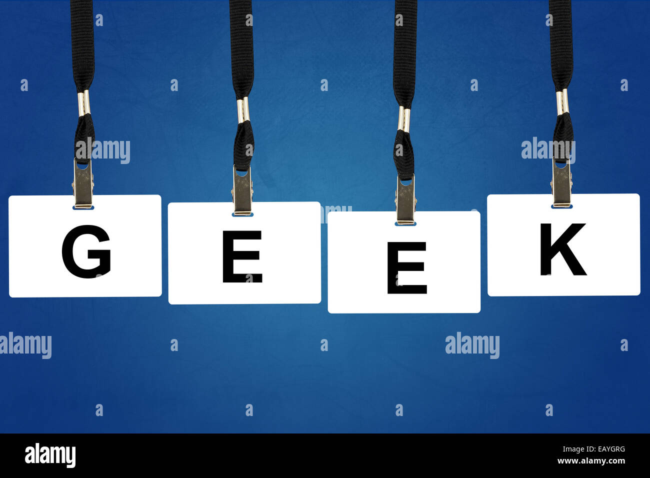 Parola geek sul badge con sfondo blu Foto Stock