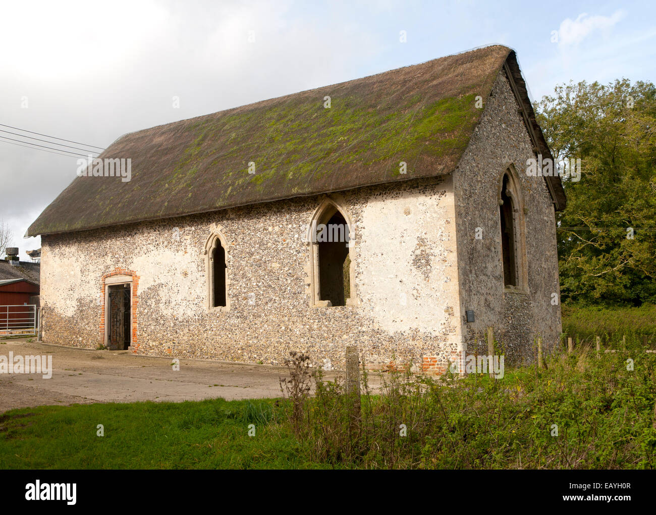 Il tredicesimo secolo la cappella di paglia Chisbury, Wiltshire, Inghilterra, Regno Unito Foto Stock