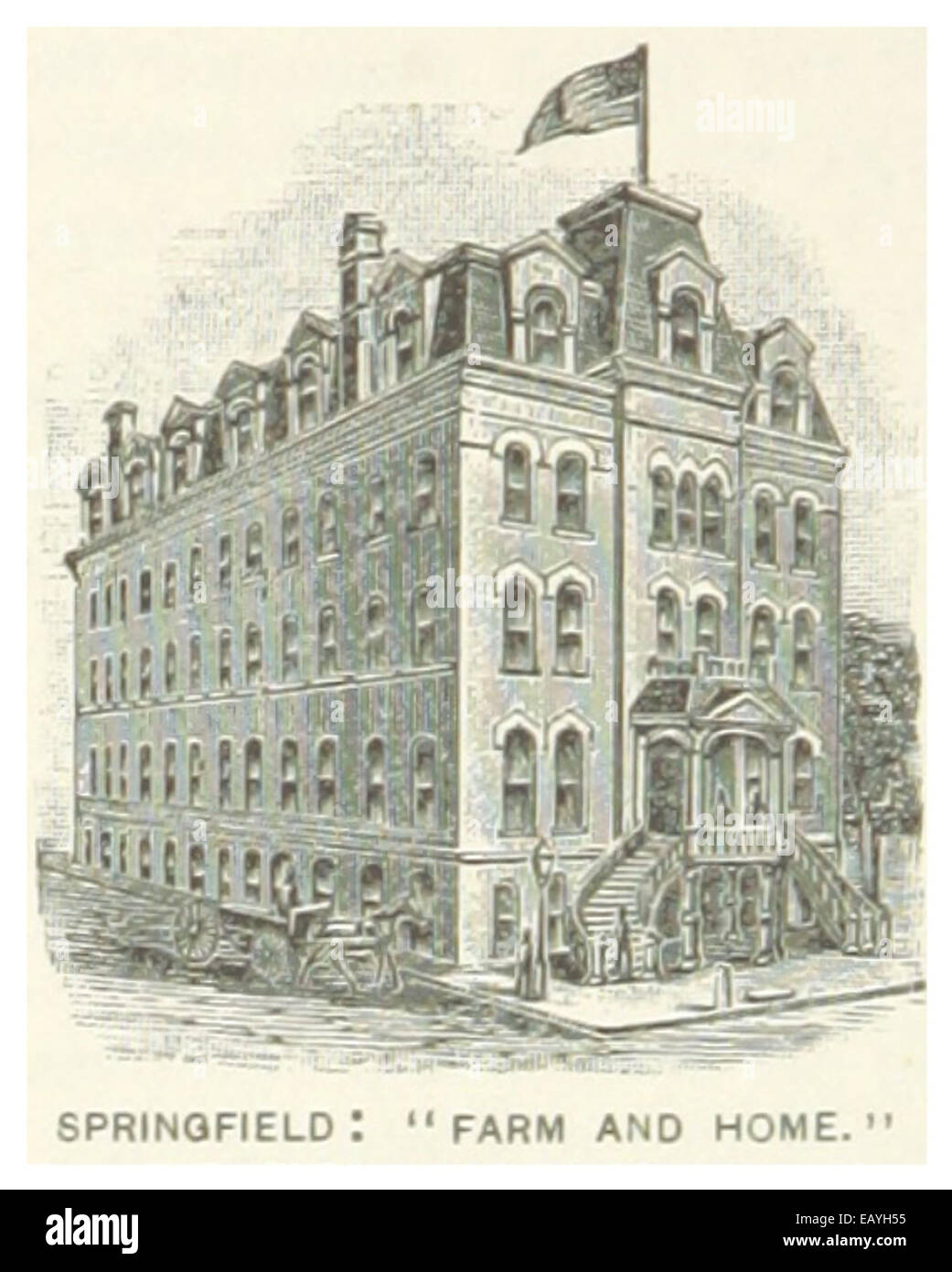 Un'illustrazione del 1891 della Phelps Publishing Company che mostra Springfield, Massachusetts, con un'attenzione particolare alla vita agricola e alle case rurali. Il disegno offre uno sguardo sulla vita agricola degli Stati Uniti alla fine del XIX secolo. Foto Stock Un'illustrazione del 1891 della Phelps Publishing Company che mostra Springfield, Massachusetts, con un'attenzione particolare alla vita agricola e alle case rurali. Il disegno offre uno sguardo sulla vita agricola degli Stati Uniti alla fine del XIX secolo. Foto Stock
