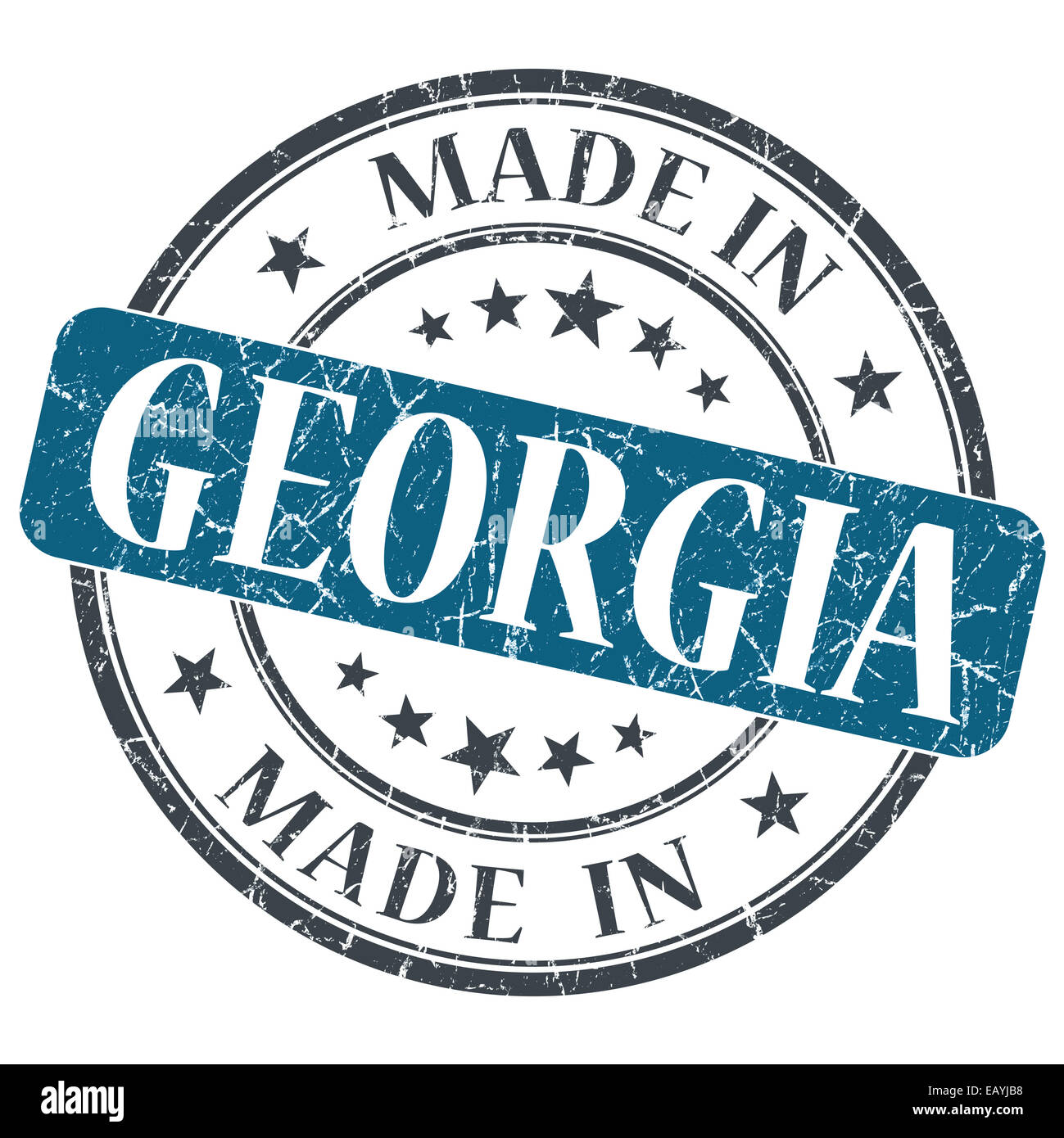 Realizzati in Georgia rotondo blu grunge francobollo isolato Foto Stock