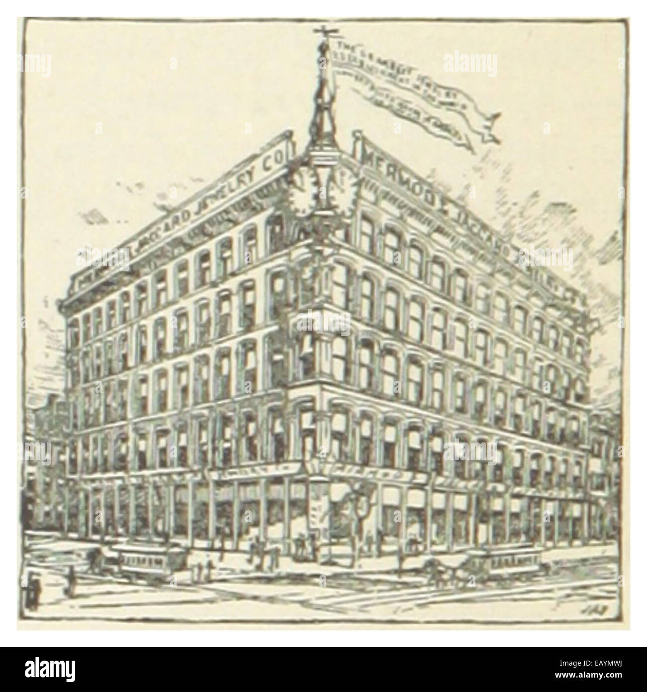 La Mermod & Jaccard Jewelry Company, come illustrato nella pubblicazione del 1891 di St. Louis, fu un importante attore nell'industria della gioielleria, riflettendo la prosperità economica della regione durante la fine del XIX secolo. Foto Stock