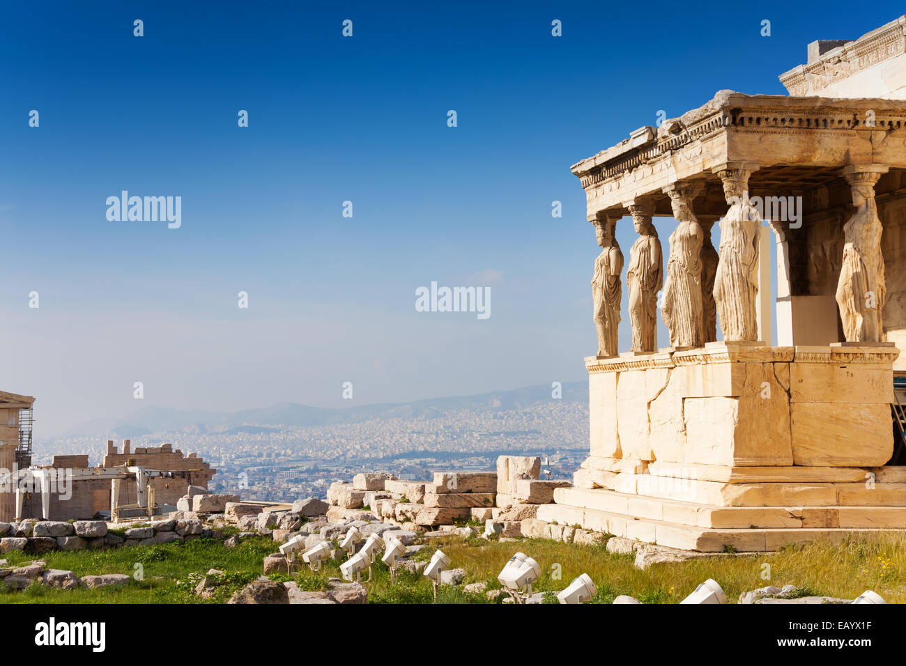 Bellissima vista dell'Eretteo di Atene, Grecia Foto Stock