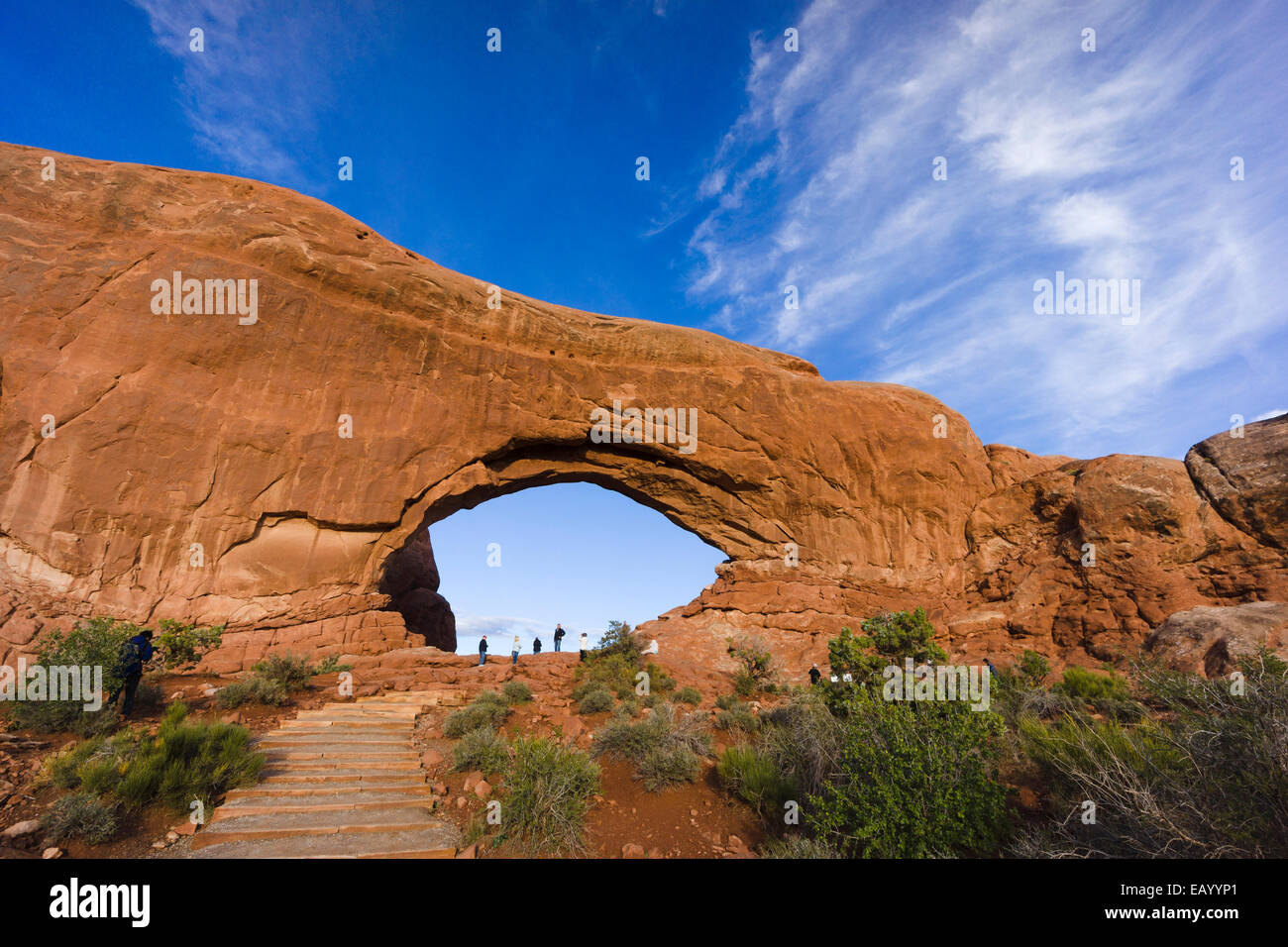 Finestra del nord Arch. Parco Nazionale di Arches, Moab, Utah, Stati Uniti d'America. Foto Stock