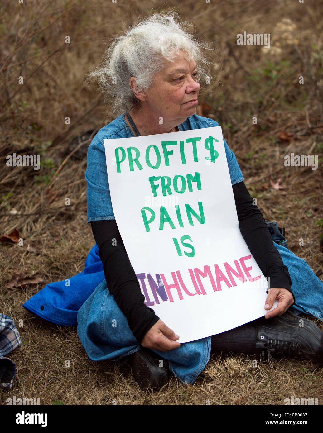 Lumpkin, Georgia, Stati Uniti d'America. 22 Novembre, 2014. Persone rally e tenere una veglia al di fuori della Stewart un centro di detenzione, il più grande di immigrazione e dogana esecuzione (ghiaccio) stabilimento nel paese. Azionata dall'per-correzioni di profitto Corporation of America, 1752-letto, protezione media case di prigione uomini in attesa di giudizio su questioni immgration. Credito: Brian Cahn/ZUMA filo/Alamy Live News Foto Stock