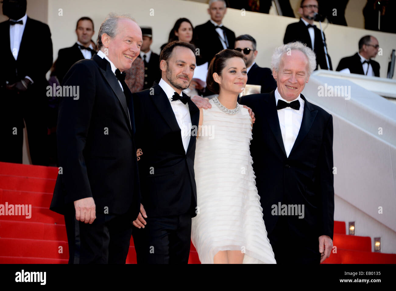 La 67th annuale di Cannes Film Festival - "Due Giorni e Una Notte" (Deux Jours, Une Nuit) - Premiere con: Jan Pierre Dardenne,Marion Cotillard,Luc Dardenne,Fabrizio Rongione dove: Cannes, Francia Quando: 20 Maggio 2014 Foto Stock