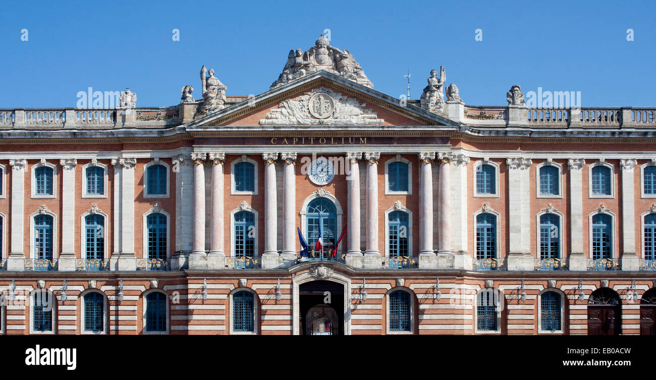 La facciata della Capitole di Tolosa, Francia. Foto Stock