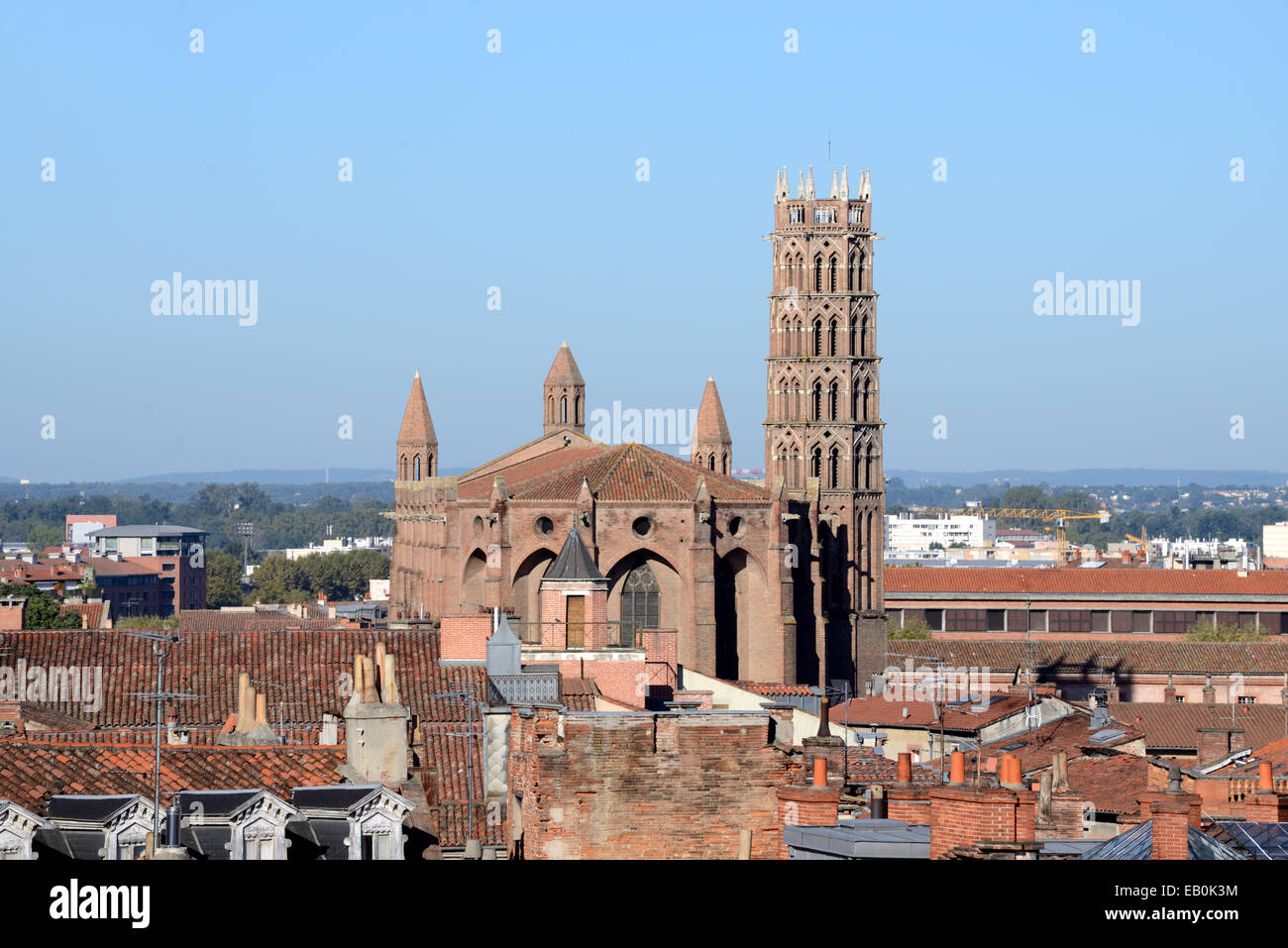 Vista sui tetti e la gotica Chiesa di giacobini (c13-14th) Toulouse Francia Foto Stock