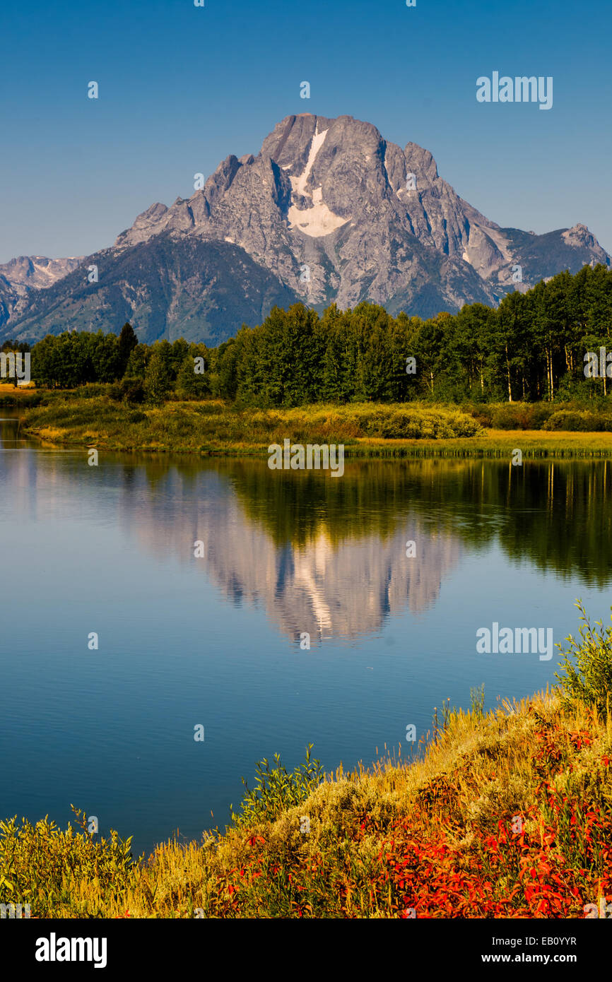 Scenic estate paesaggi di montagna del Parco Nazionale di Grand Teton in Wyoming, STATI UNITI D'AMERICA Foto Stock