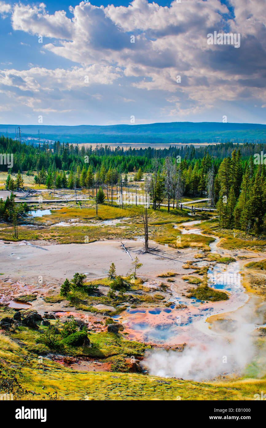 Suggestivi paesaggi dell'attività geotermica del Parco Nazionale di Yellowstone USA, Mammoth Paintpots Foto Stock