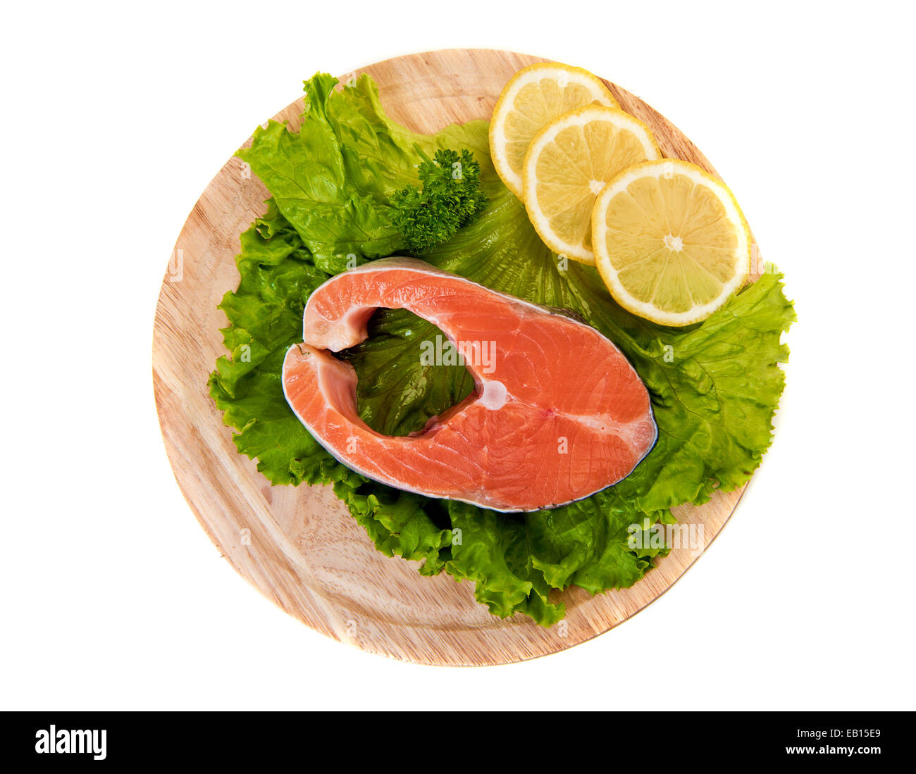 Bistecca di salmone pronto per cucinare Foto Stock