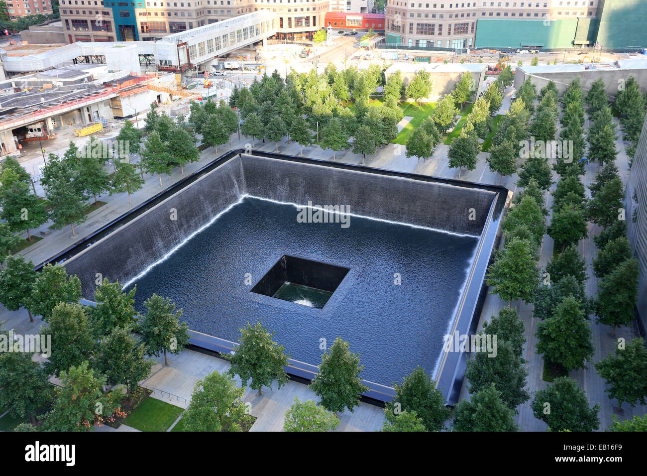 9/11 Memorial vista aerea, New York, NY Foto Stock