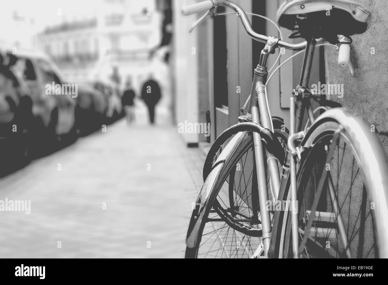Dettaglio Di Una Bici Vintage In Una Fotografia In Bianco E Nero Con Uno Sfondo Bokeh Di Fondo Foto Stock Alamy