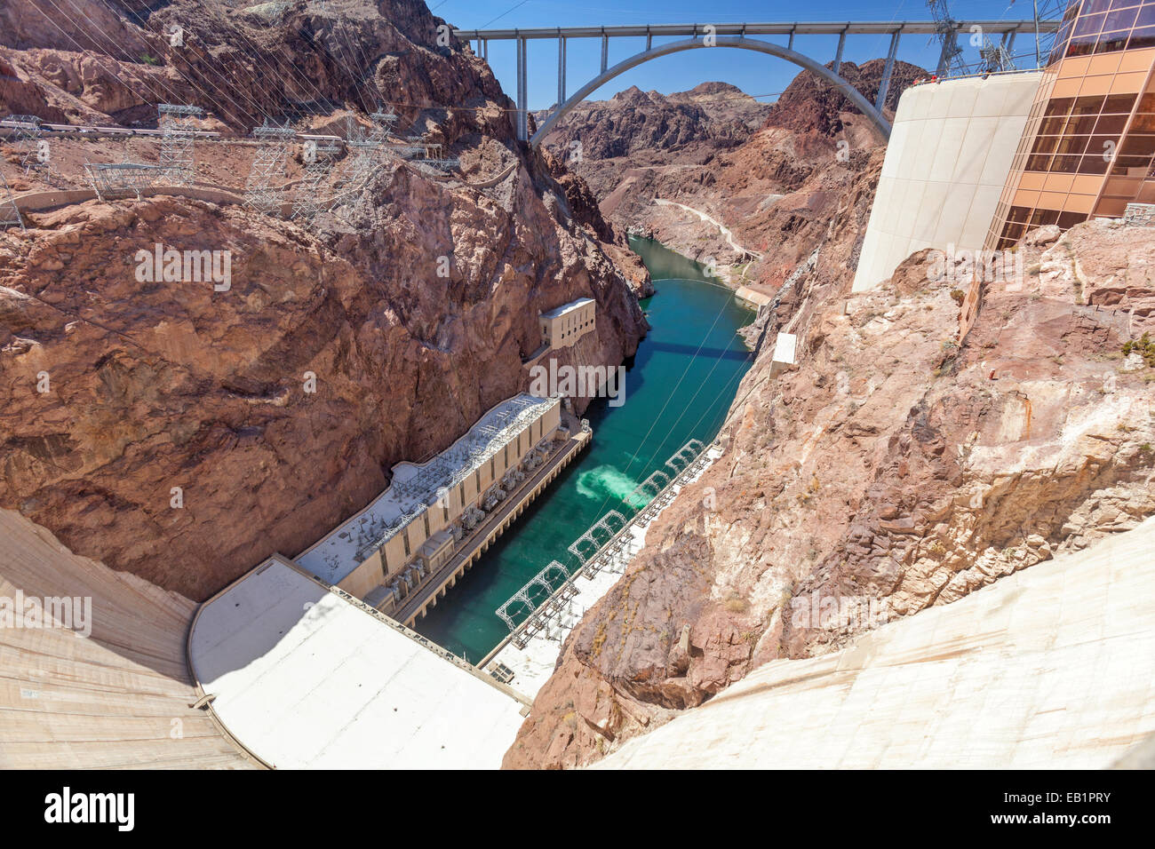 Una vista di Hoover diga sul fiume Colorado. Foto Stock