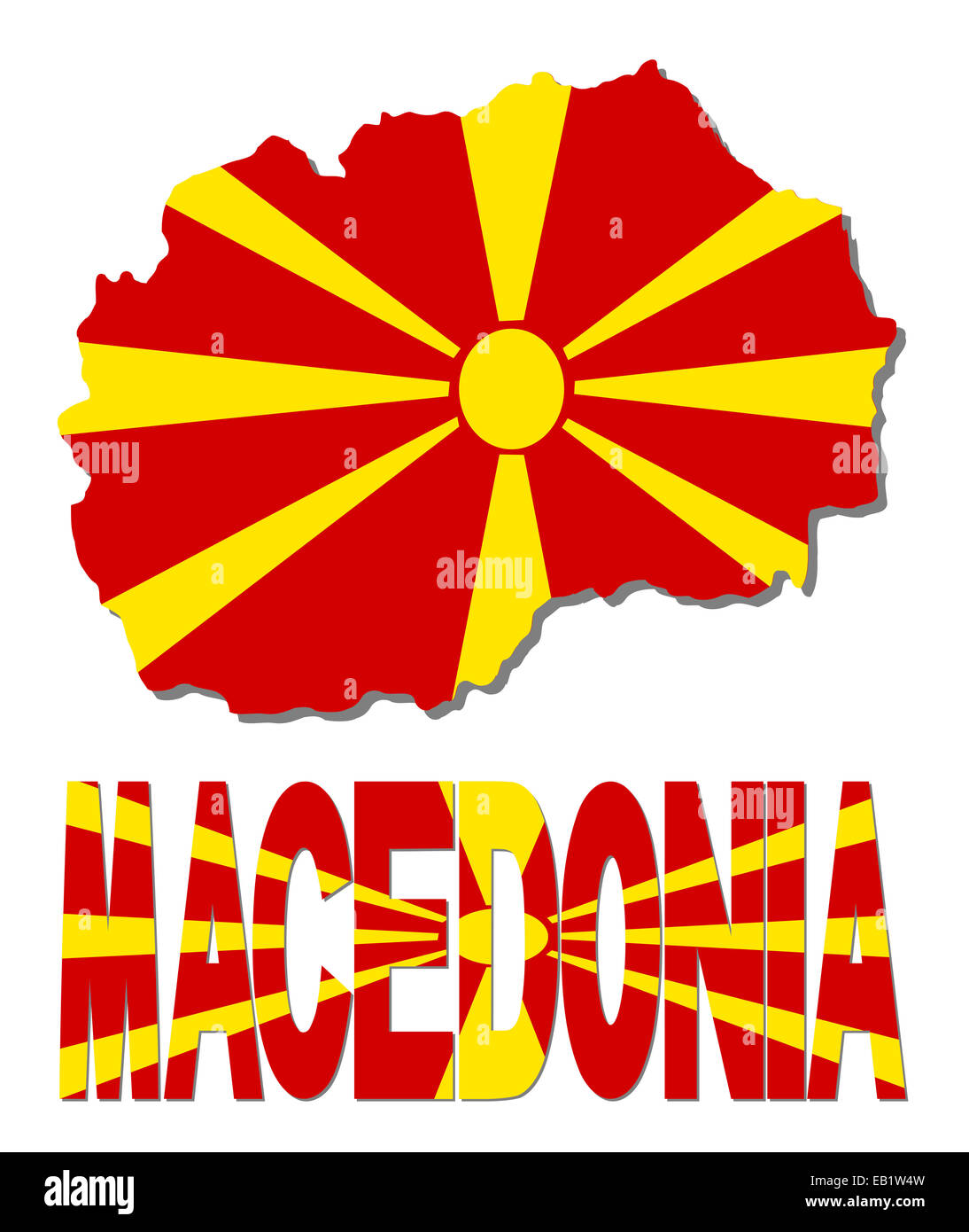 Macedonia mappa bandiera e illustrazione di testo Foto Stock