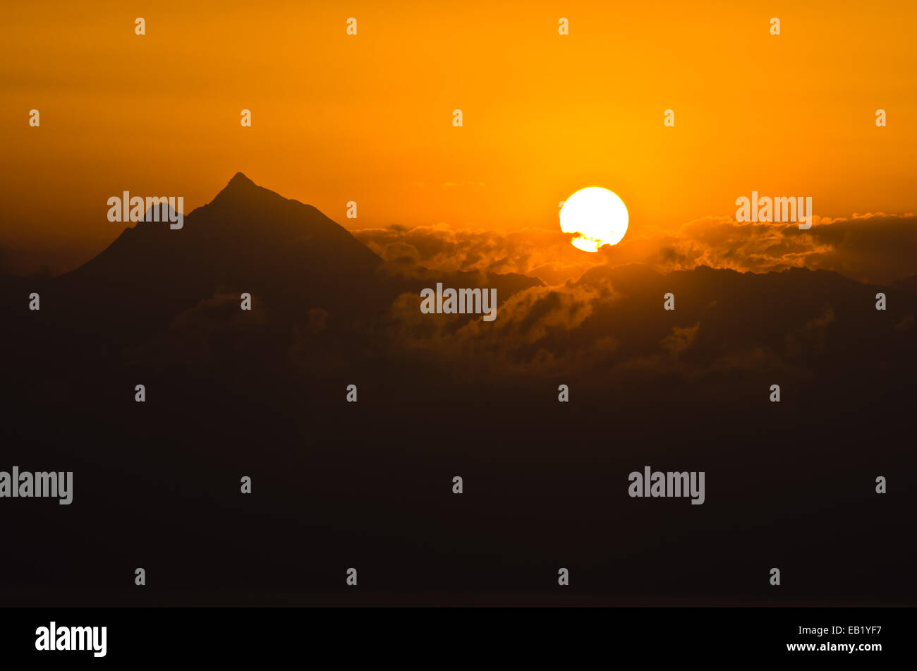 Sunrise al santo monte Athos in Calcidica Foto Stock