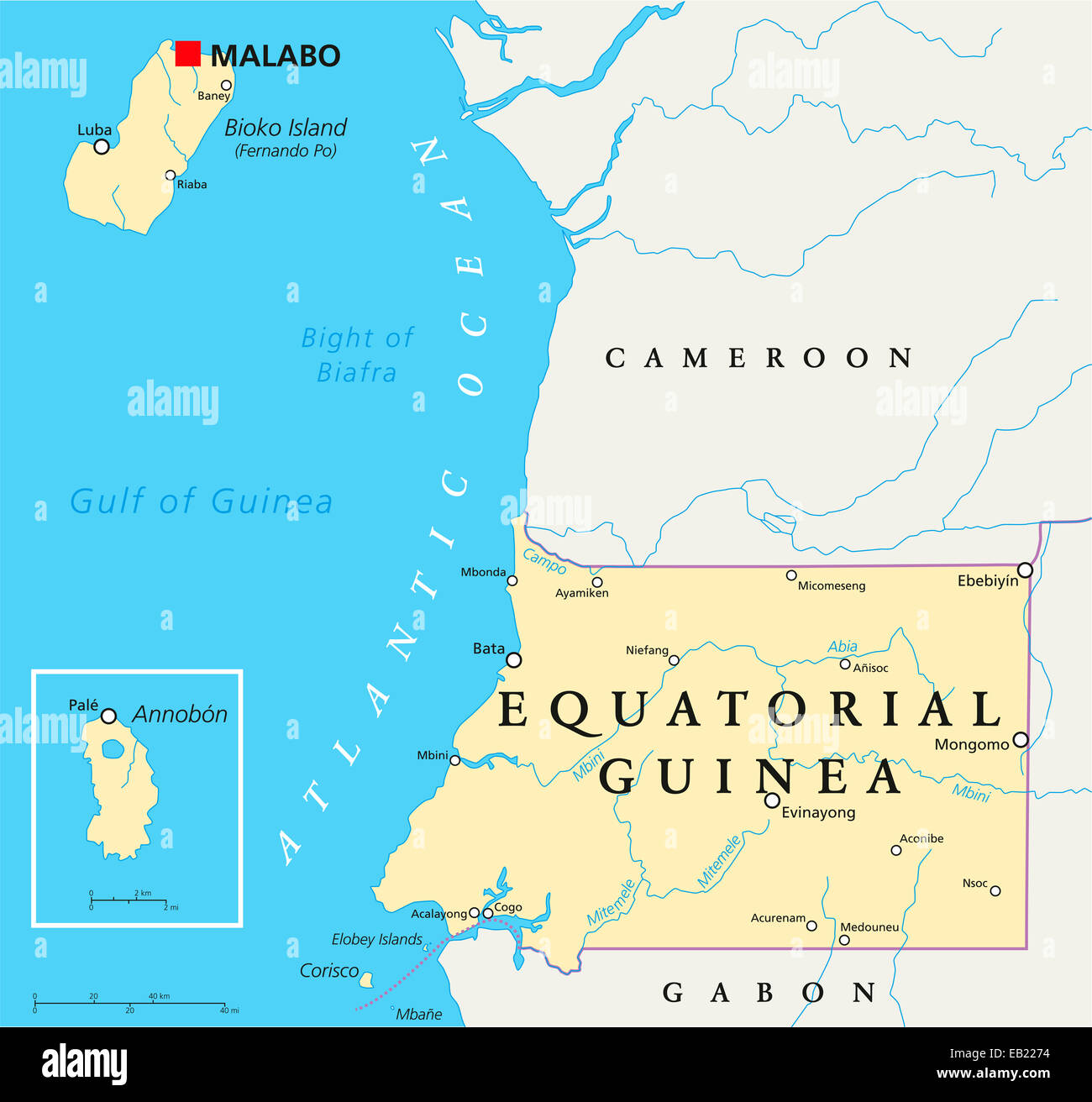 La Guinea Equatoriale Mappa Politico Con Capitale Malabo Confini La Guinea Equatoriale Mappa Politico Con Capitale Malabo Confini Nazionali Importanti Citta E Fiumi Etichetta Inglese E La Scalabilita Eb2274 