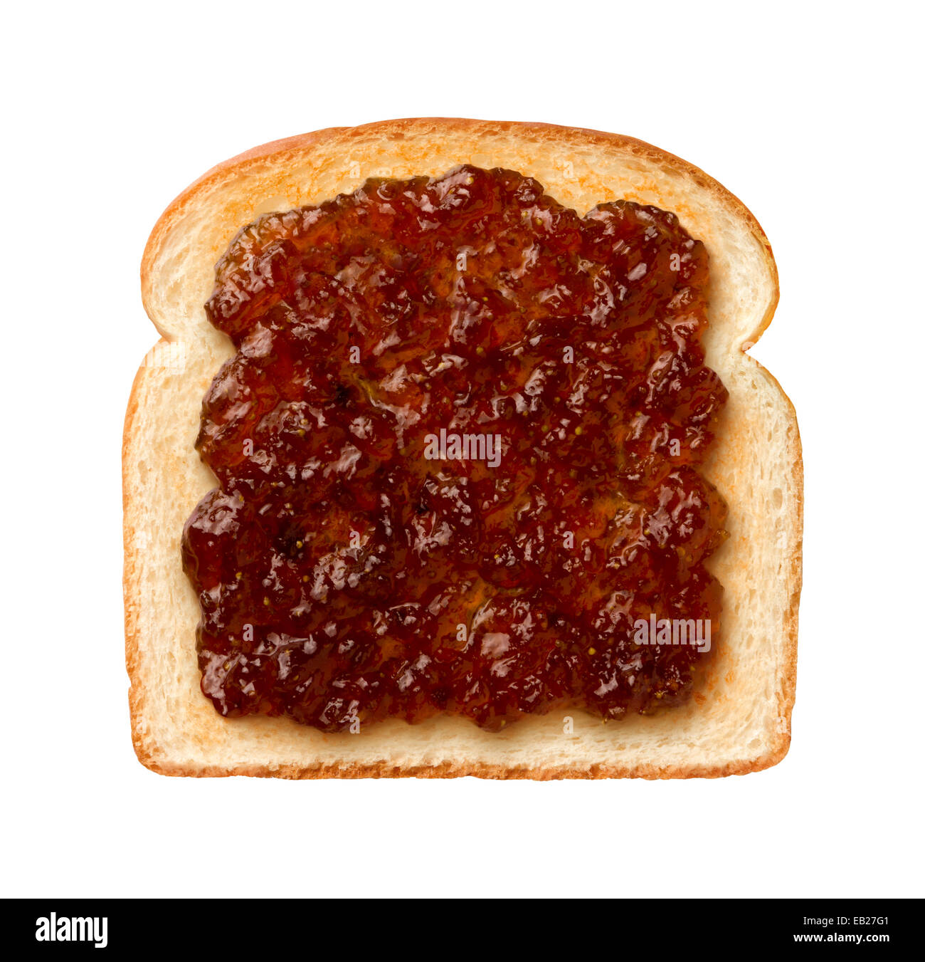 Vista aerea della Fig conserva sul pane tostato. Foto Stock