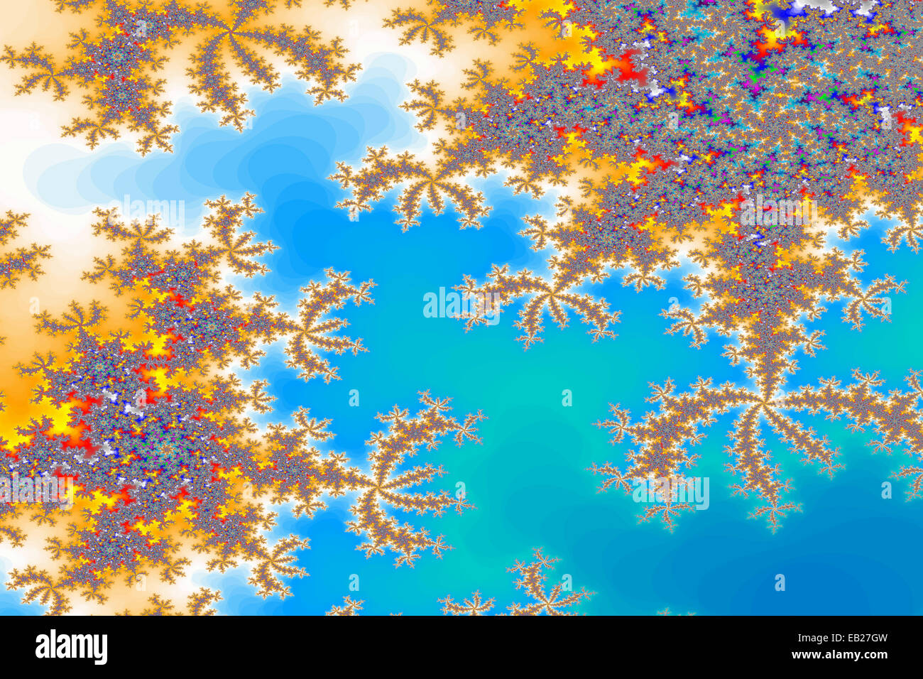 Un generati digitalmente colorato sfondo frattale basata sul set di Mandelbrot Foto Stock